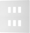 RPCDCL6W Front - The Grid modular range from British General allows you to build your own module configuration with a variety of combinations and finishes. This pearlescent white finish Evolve front plate clips on for a seamless finish, and can accommodate 6 Grid modules - ideal for commercial applications.