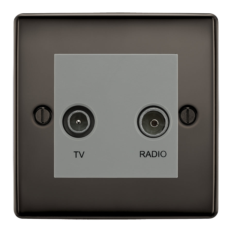 BG Nexus Metal Black Nickel TV & FM Socket NBN66G