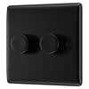 BG Nexus Matt Black 200W 2 Way Double Trailing Edge Dimmer Switch NFB82 with 25mm Steel Back Box
