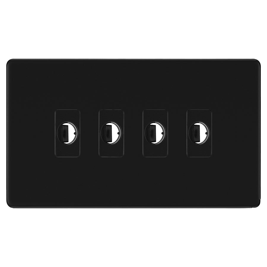 BG Nexus Screwless Matt Black 4 Gang Flex Outlet Socket