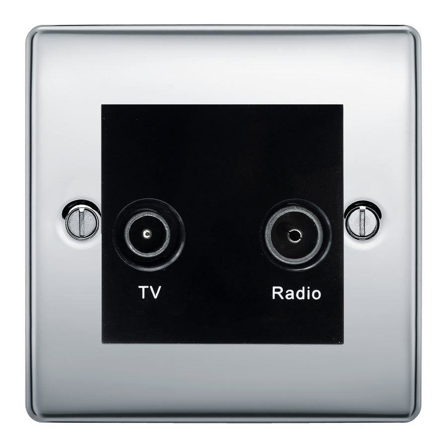 BG Nexus Metal Polished Chrome TV & FM Socket NPC66B
