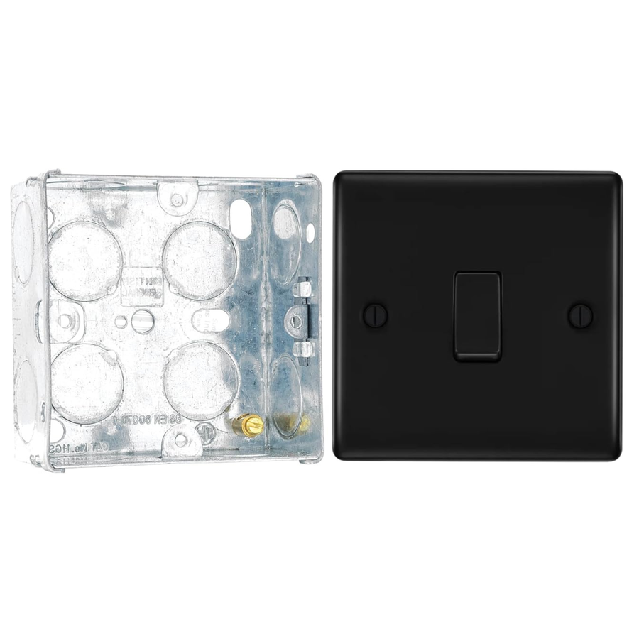 BG Nexus Matt Black 20A 16AX Intermediate Light Switch NFB13 with 35mm Steel Back Box