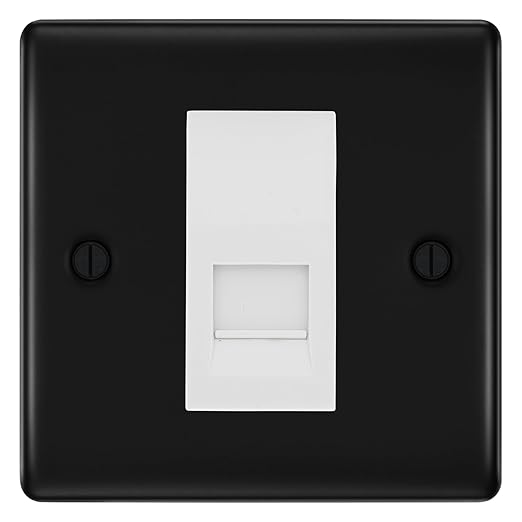 BG Nexus Matt Black Single IDC Secondary Telephone Socket - White Insert