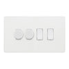 BG Evolve Pearlescent White 4 Gang Light Switch 2x Trailing Edge LED Dimmer 2x 2 Way Custom Switch