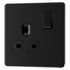 BG Screwless Matt Black 13A Single Socket FFB21B with 25mm Steel Back Box