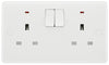 BG 826 Moulded Round Edge | White | 2 Gang 13A 1 Pole Neon Switched Socket