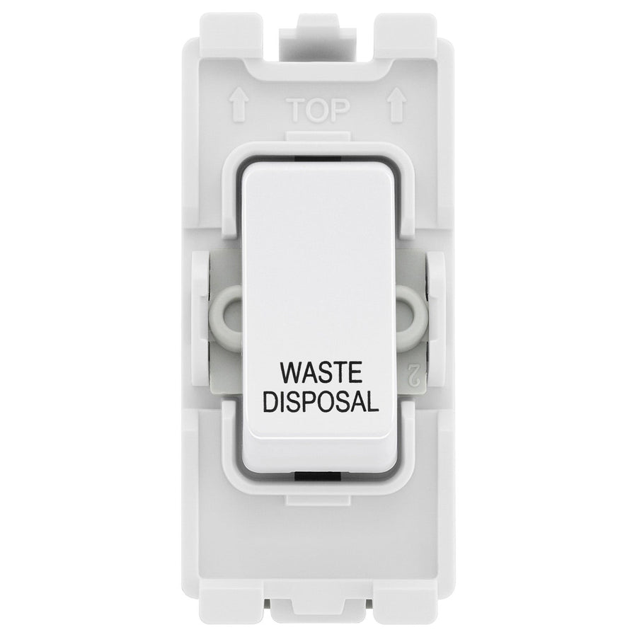 BG Evolve White RRWDISPCDW 20A DP Appliance Grid Switch Labelled Waste Disposal