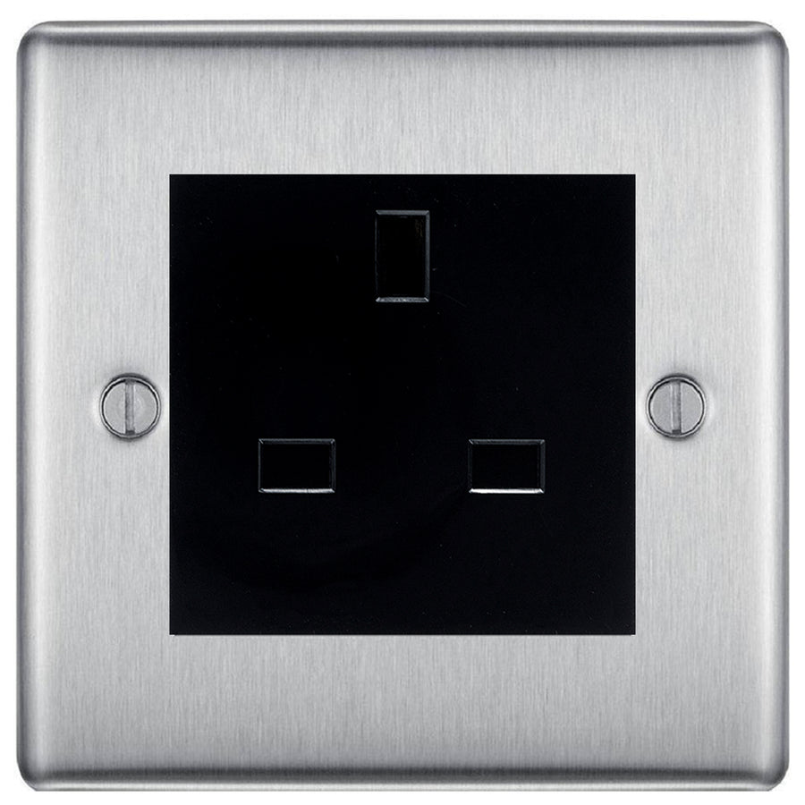 BG Nexus Brushed Steel 13A Unswitched Socket NBSUSSB