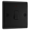 BG Nexus Matt Black 1 Gang 20A 2 Pole Neon Switch NFB31 with 35mm Steel Back Box
