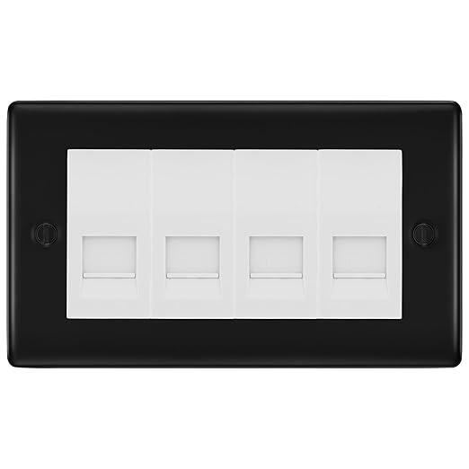 BG Nexus Matt Black 4 Gang IDC Secondary Telephone Socket - White Insert
