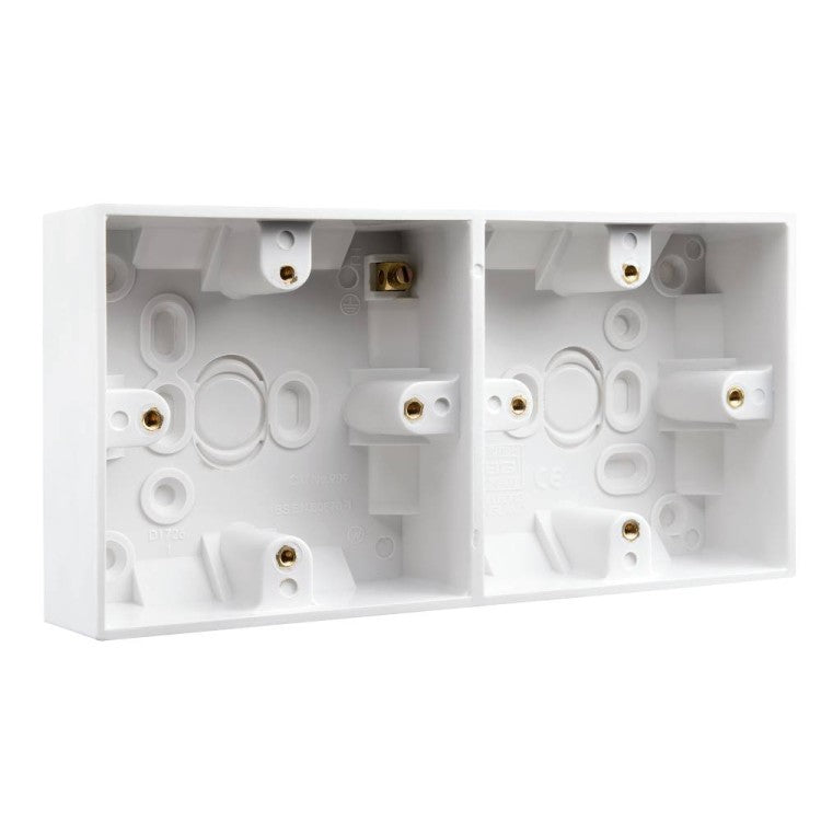 BG 909 Moulded Square Edge | White | 37mm | 2x 1 Gang Dual Surface Pattress