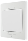 PCDCL15W Side - This Evolve pearlescent white 10A triple pole fan isolator switch from British General provides a safe and simple method of isolating mechanical fan units.