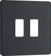 BG RPCDMG2B Evolve Grid Matt Grey 2 Module Square Front Plate - Black Trim