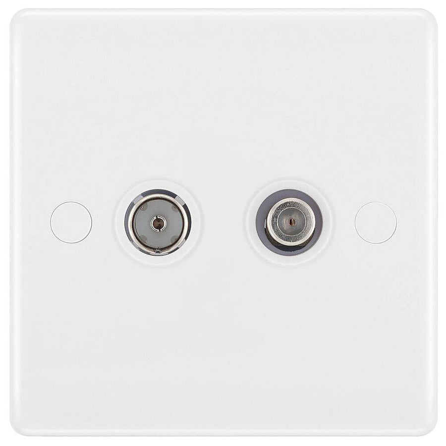BG 865 Moulded Round Edge | White | 2 Gang Satellite TV Socket Outlet