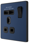 PCDDB21U2B Side - This Evolve Matt Blue 13A single power socket from British General comes with two USB charging ports, allowing you to plug in an electrical device and charge mobile devices simultaneously without having to sacrifice a power socket.