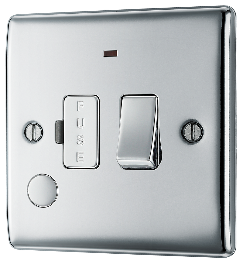 BG NPC53 Nexus Metal Polished Chrome 13A Flex Output Neon Switched Fused Spur Unit