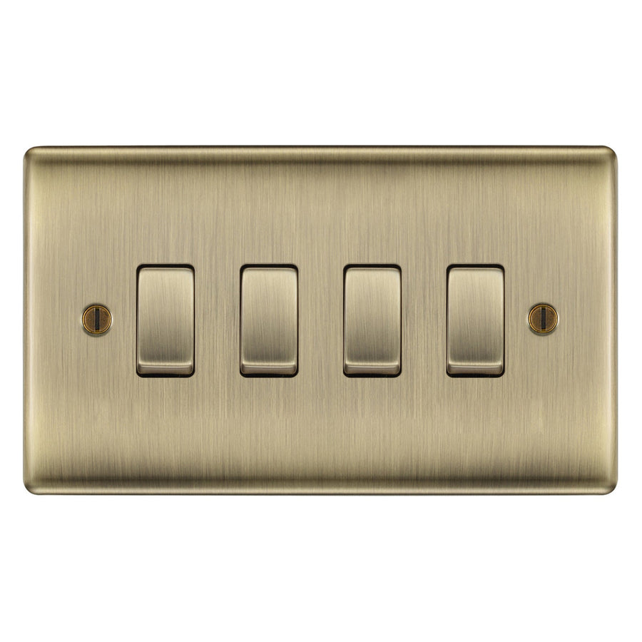 BG Nexus Antique Brass 4 Gang Intermediate Custom Grid Light Switch