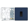 BG Evolve Matt Blue 20A Double Pole Switch with Neon PCDDB31B with 35mm Steel Back Box