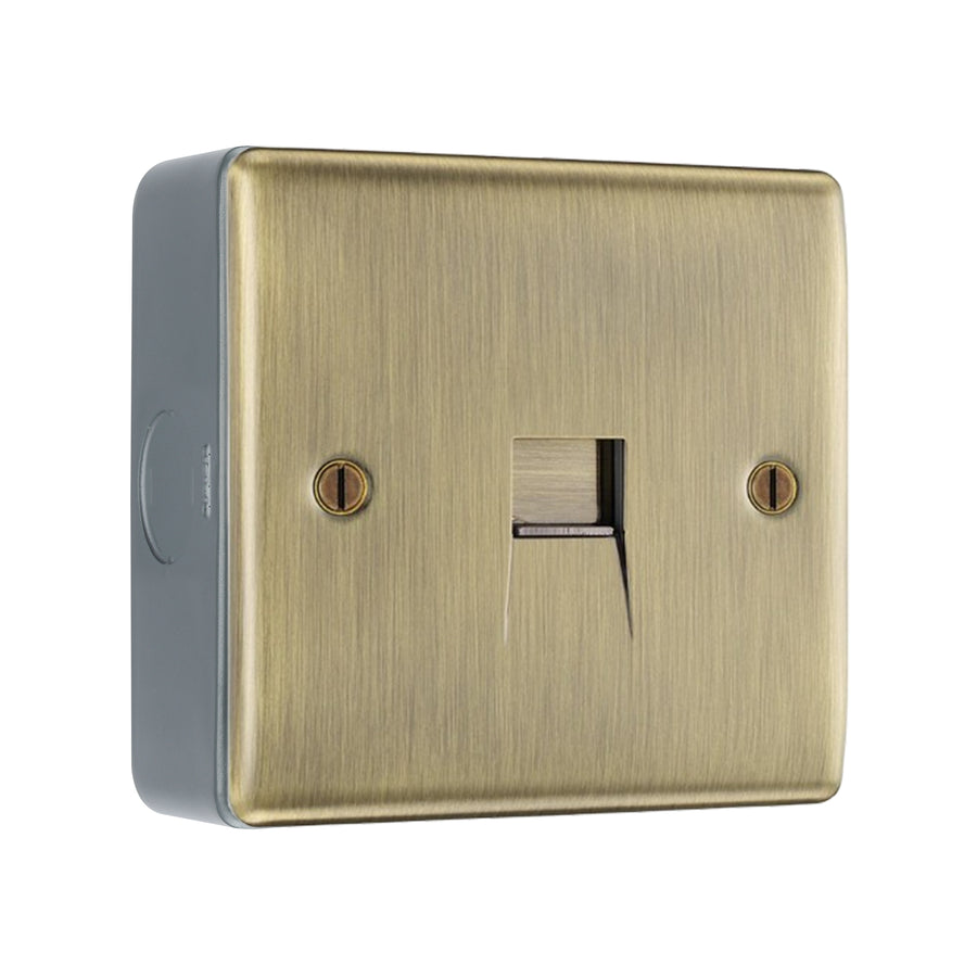 BG Nexus Antique Brass Single Master Telephone Socket with Surface Pattress Back Box