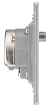 FBS68 Side - This screened Triplex socket from British General has an outlet for TV FM and satellite, plus a return and shuttered telephone socket.