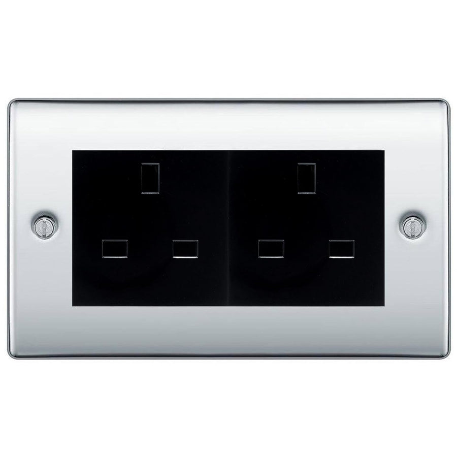 BG Polished Chrome 4 Gang 13A Unswitched Socket - NPC4GUSSB