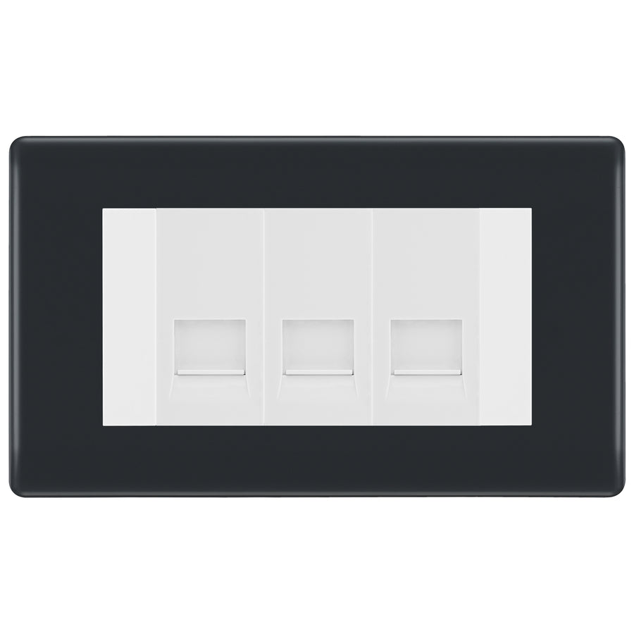 BG Part M 3 Gang RJ11 Telephone Socket, Screw Terminal - White Insert