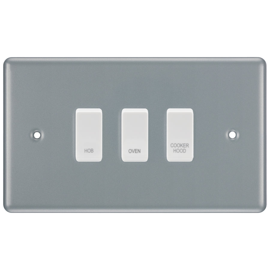 BG Metal Clad 3 Gang Custom Labelled Appliance Grid Switch Panel