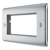 BG Polished Chrome Double 4 Gang Brush Cable Entry Wall Plate Black