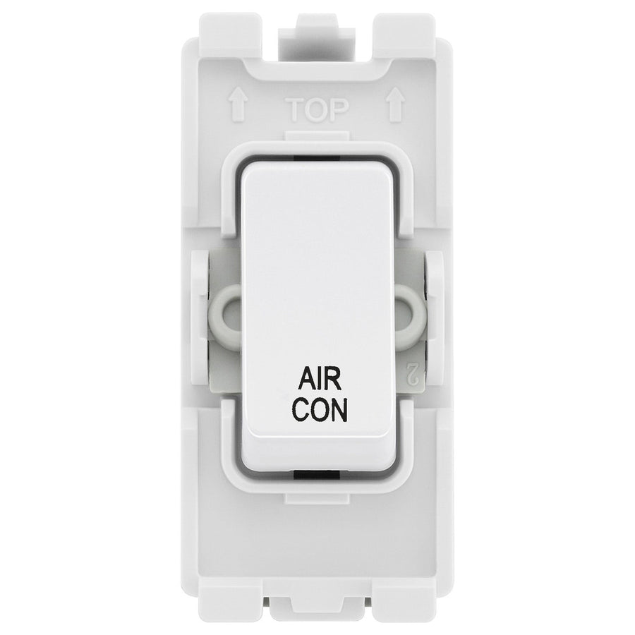 BG Evolve White RRACPCDW 20A DP Appliance Grid Switch Labelled Air Conditioning