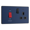 BG Evolve Matt Blue 45A Switch 13A Switched Socket Cooker Control Unit PCDDB70B with 25mm Steel Back Box
