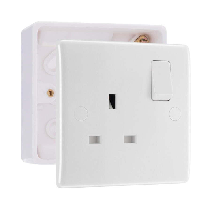 BG Nexus 13A 1 Pole Switched Socket White & 32mm Pattress Back Box