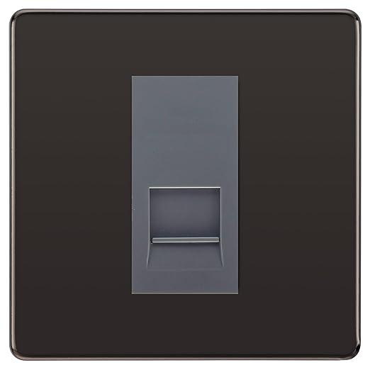 BG Screwless Black Nickel Single IDC Secondary Telephone Socket - Grey Insert
