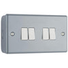 BG MC544 Metal Clad 20A 16AX 2 Way Quadruple Light Switch