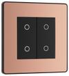  PCDCPTDS2B Front - This Evolve Polished Copper double secondary trailing edge touch dimmer allows you to control your light levels and set the mood.