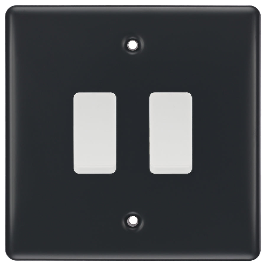 BG Part M 2 Gang Light Switch in Double Format Custom Grid