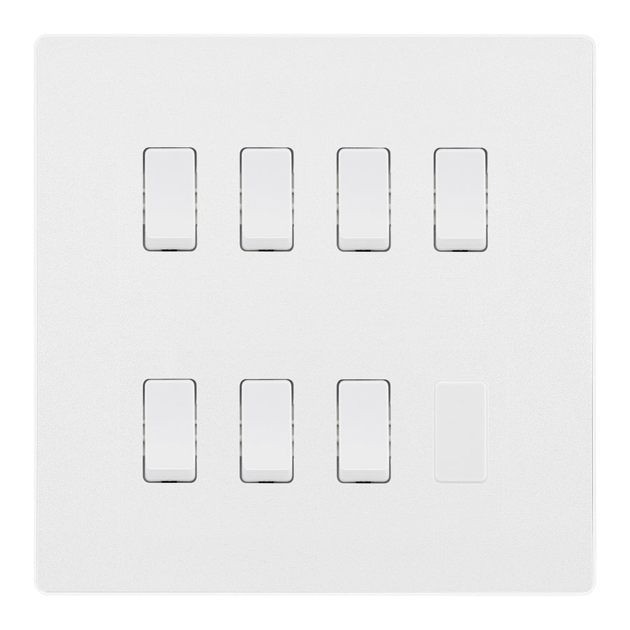 BG Evolve Pearlescent White 7 Gang Intermediate Custom Grid Light Switch