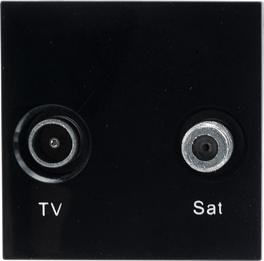 BG EMTVSATB Black 2 Module 1x IEC TV 1x Satellite Euro Module Screened Outlet