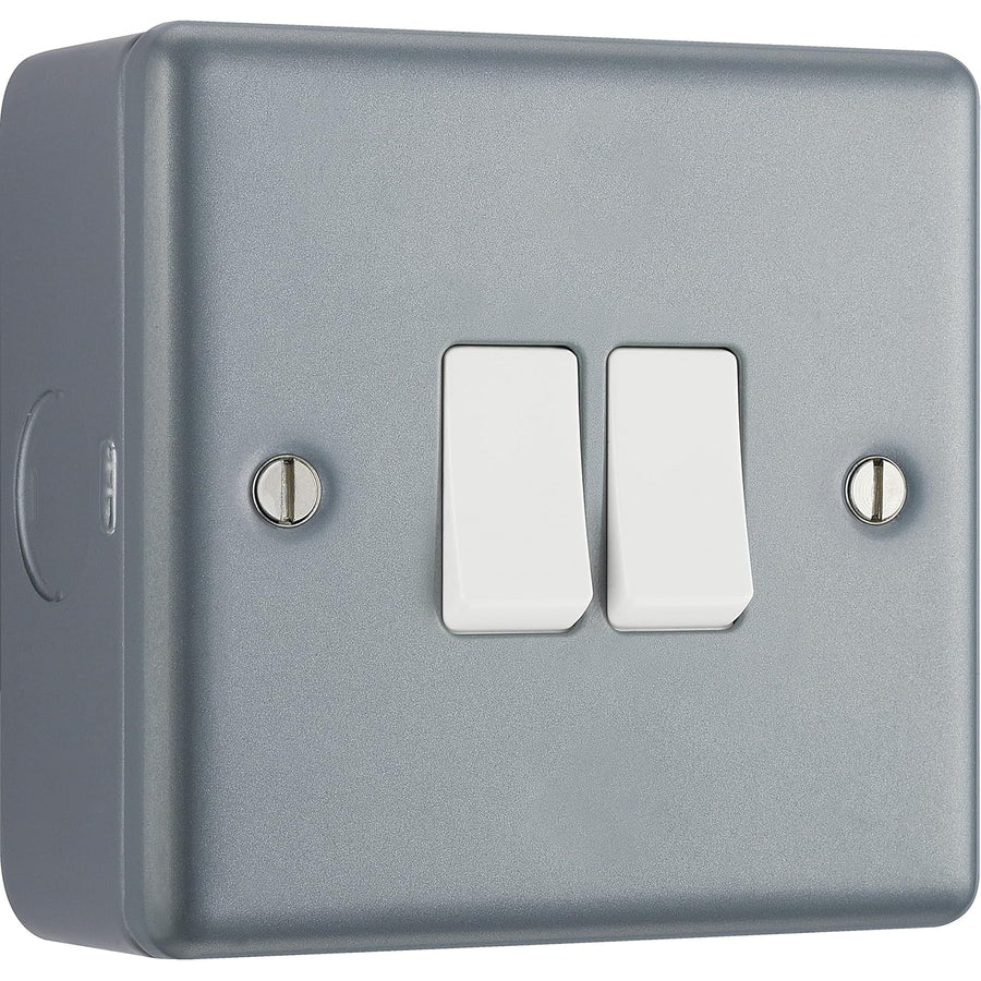 BG MC542 Metal Clad 20A 16AX 2 Way Double Light Switch