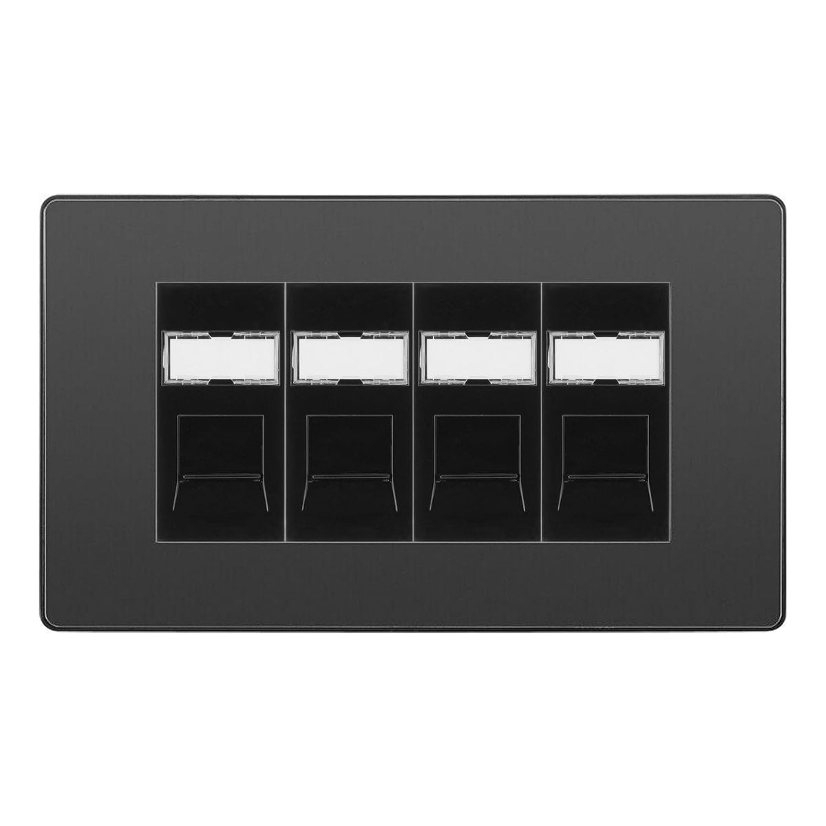 BG Evolve Black Chrome 4 Gang RJ45 Cat6 Data Socket Outlet Black ...