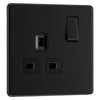 BG Screwless Matt Black 13A Single Socket FFB21B with 25mm Steel Back Box