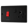 BG Nexus Matt Black 45A Switched Socket and Cooker Control Unit NFB70B with 35mm Steel Back Box