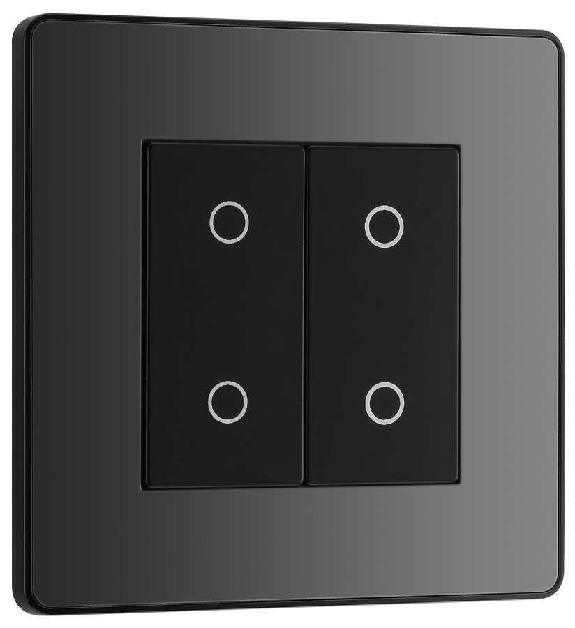 PCDBCTDM2B Front - This Evolve Black Chrome double master trailing edge touch dimmer allows you to control your light levels and set the mood.