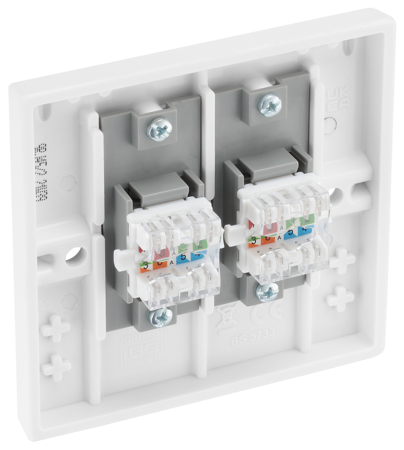 BG 9RJ45/2 Moulded Square Edge | White | 2 Gang RJ45 Screw Terminal ...