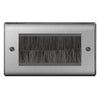 BG Brushed Steel Satin Double 4 Gang Brush Cable Entry Wall Plate Black