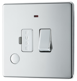 BG Electrical FPC53 Nexus Screwless Flat-Plate Switched Fused Connection Spur Unit Flex Outlet Polished Chrome Neon 13A