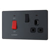 BG Evolve Matt Grey 45A Switch 13A Switched Socket Cooker Control Unit PCDMG70B with 35mm Steel Back Box