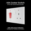 BG 970 Moulded Square Edge | White | 45A Switch 13A Switched Socket Neon Cooker Control Unit