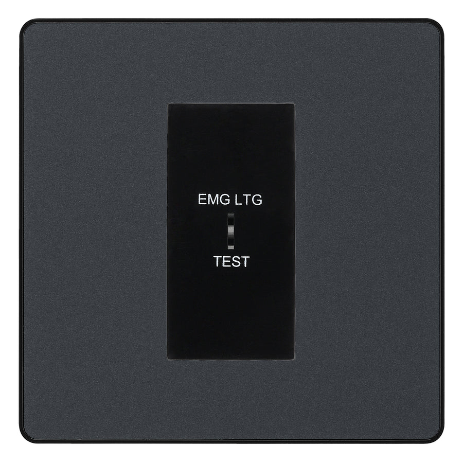 BG Evolve Matt Grey 20AX 2 Way Emergency Lighting Test Key Switch - Key Included - Black Insert