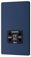 PCDDB20B Front - This Evolve Matt Blue dual voltage shaver socket from British General is suitable for use with 240V and 115V shavers and electric toothbrushes. 