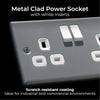 BG MC522 Metal Clad 13 Amp Double 2 Gang Switched Socket Twin Industrial Socket